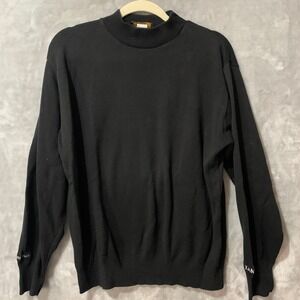 Andrew Rohan Mens XL Black Mock Neck Cotton Sweater Europe 2005 Xango USA Made